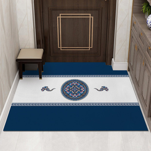 新中式地毯入户门垫蓝色大门口z地垫进门家用门外蹭脚垫室外防滑