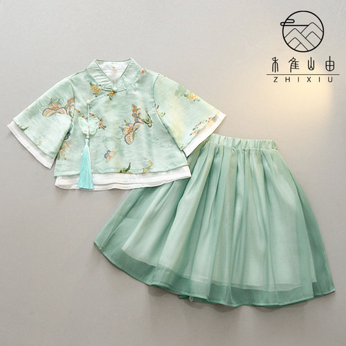 女童汉服2023夏季儿童唐装宝宝周岁礼服中国风民族舞蹈超仙表演裙