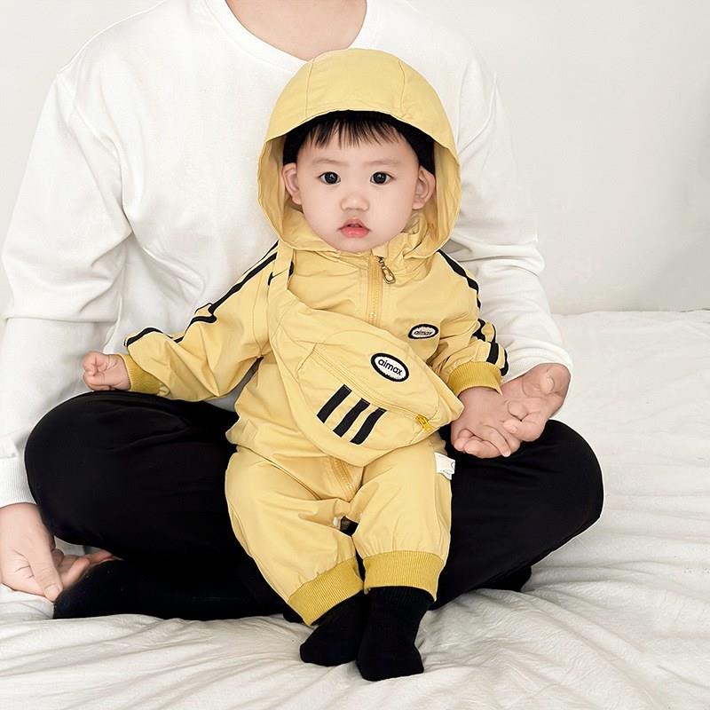 婴儿秋装衣服秋季韩版男宝宝连体衣可爱小背包秋款爬服秋天外出服