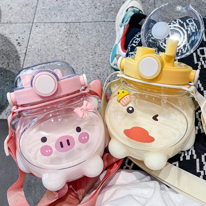 可爱大肚水杯大容量吸管杯女夏季女新款高颜值大肚杯儿童水壶杯子