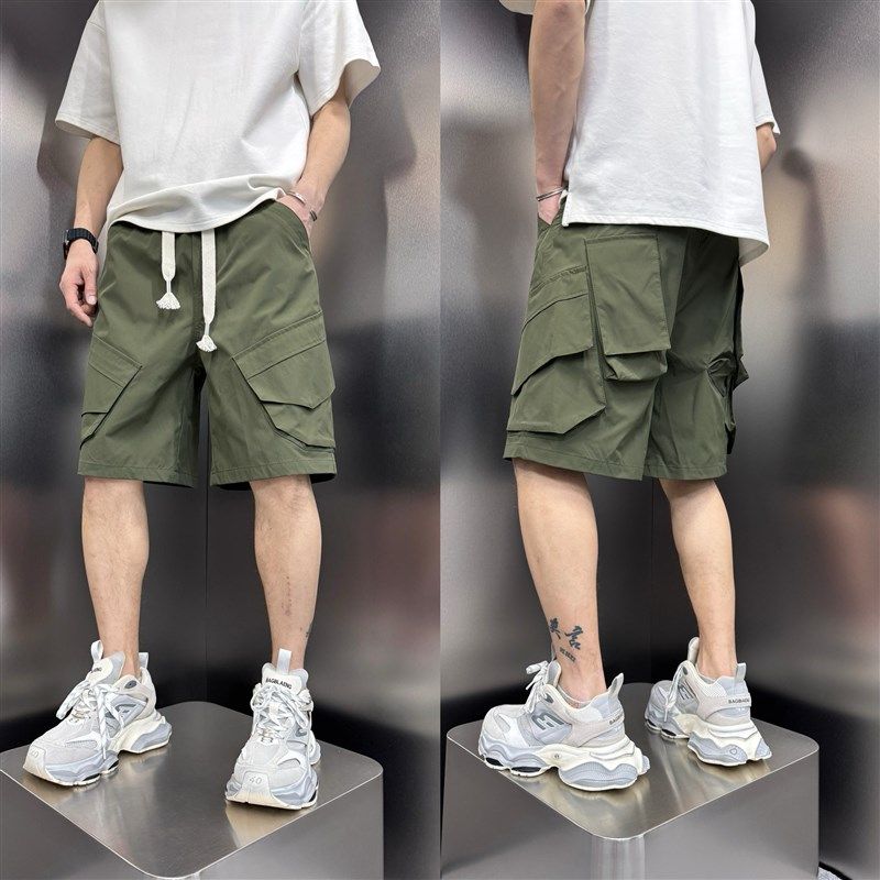 夏季薄款男士休闲短裤速干宽松直筒五分裤多口袋时尚大兜沙滩裤子,男装,短裤,淘宝优惠券,粉丝福利购,淘宝优惠卷