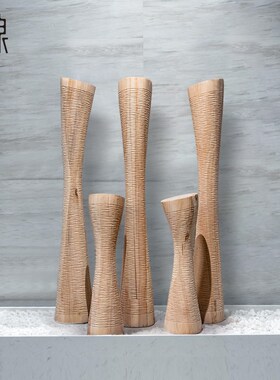 境泉现代木雕工艺品门店橱窗落地摆件酒店样板间玄关装饰艺术装置