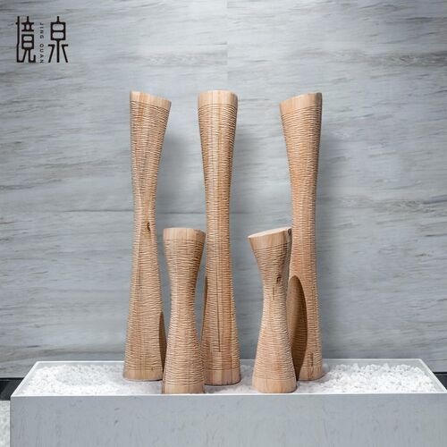 境泉现代木雕工艺品门店橱窗落地摆件酒店样板间玄关装饰艺术装置