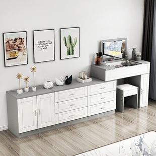 梳妆台翻盖小户型化妆桌电视柜组合卧室多功能收纳柜一体大容量