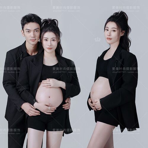 影楼新款影楼孕妇照服装高级感西装情侣主题室内小清新艺术照服装