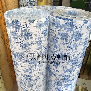 中式装修青花瓷透光纸pvc羊皮纸灯罩材料P吊顶花格DIY材料