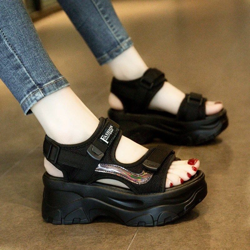 小码33高跟凉鞋女款2024年夏季新款增高小个子松糕老爹沙滩休闲鞋