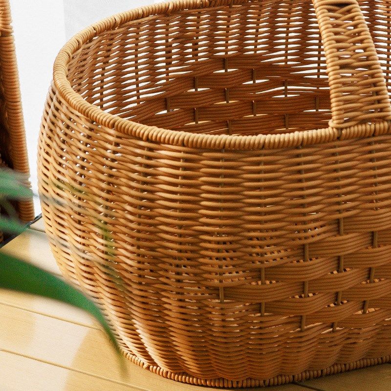 鸡蛋篮高腰篮筐单把手椭圆形菜篮采蘑菇野餐手工编织水果篮子,收纳整理,收纳筐,淘宝优惠券,粉丝福利购,淘宝优惠卷