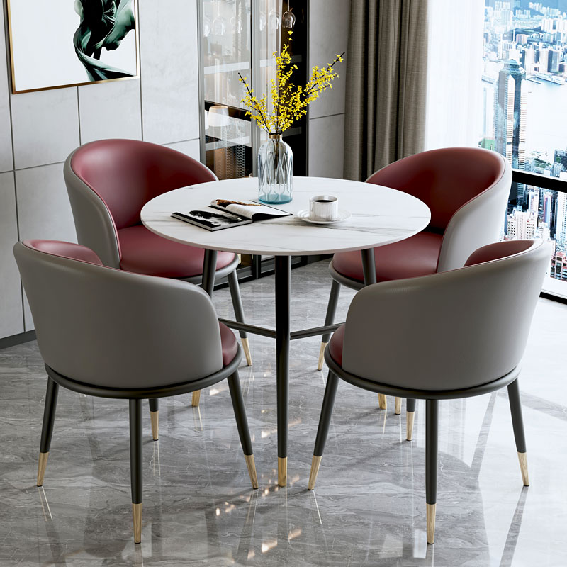 岩板售楼休息区店奶茶店美容美甲商务接待洽谈阳台小圆桌椅