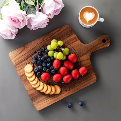 ill.F相思木披萨盘料理板实木西餐托盘牛排盘板抗菌露营摆盘