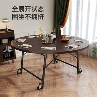 折叠圆桌餐桌小户型家用中古风出租房桌子餐饮商用大圆桌吃饭桌