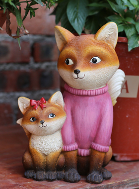 园林景观雕塑别墅庭院装饰品花园仿真动物猫头鹰狐狸室内摆设