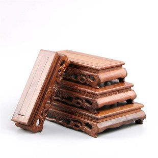 红木底座长方形工艺品鸡翅木紫砂壶奇石头实木质托架子