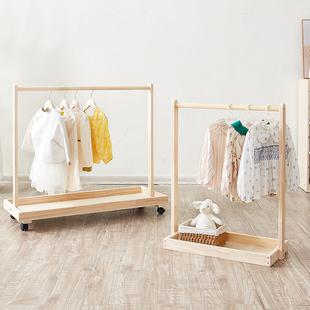 卧室衣帽架落地衣架实木幼婴小衣架儿童落地幼儿园展示挂衣架
