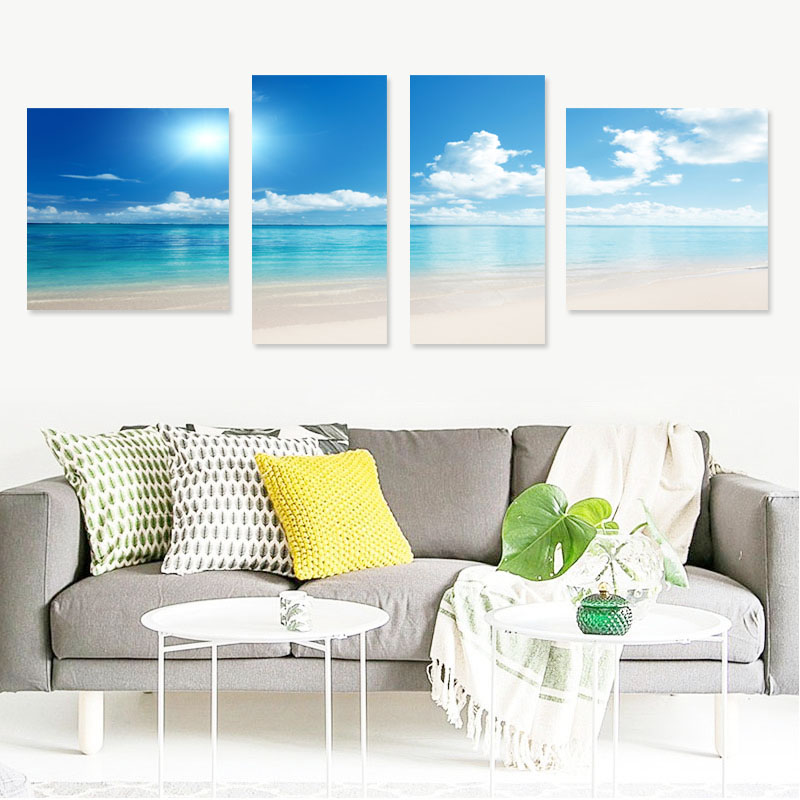 沙发后背景墙壁装饰画客厅现代简约无框画组合海上日出办公室挂画