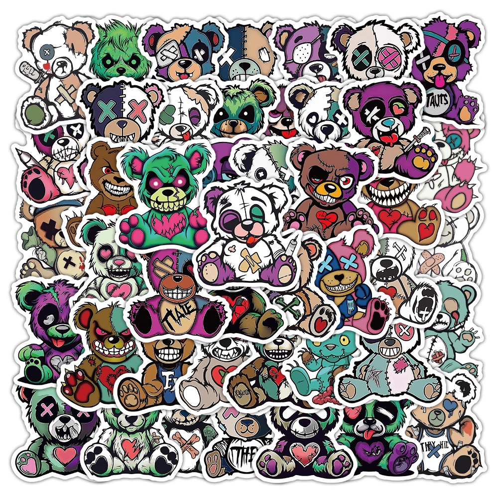 怪兽小熊贴纸搞怪恐怖涂鸦图案