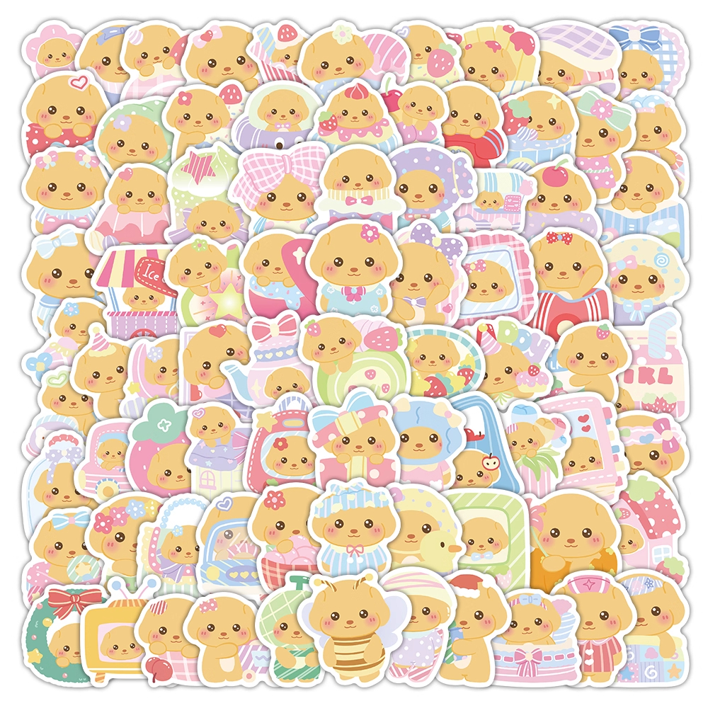 200张森贝儿家族贴纸贵宾犬卡通Q版可爱饰防小图案行李箱手机贴画