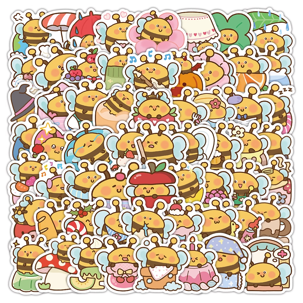 223张开心小蜜蜂贴纸卡通可爱动物图案创意行李箱手机壳装饰贴画