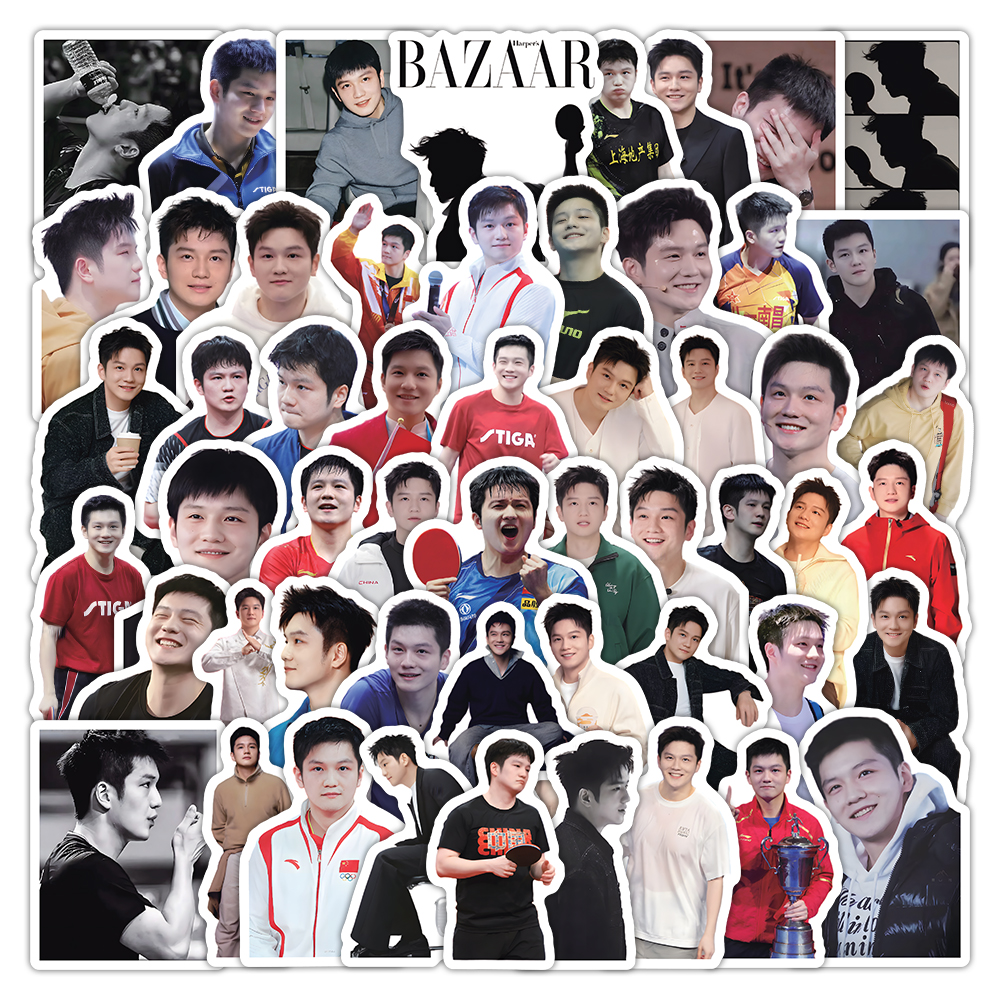 70张新款樊振东贴纸德甲应援高清照片女孩儿童装饰行李箱手机贴画