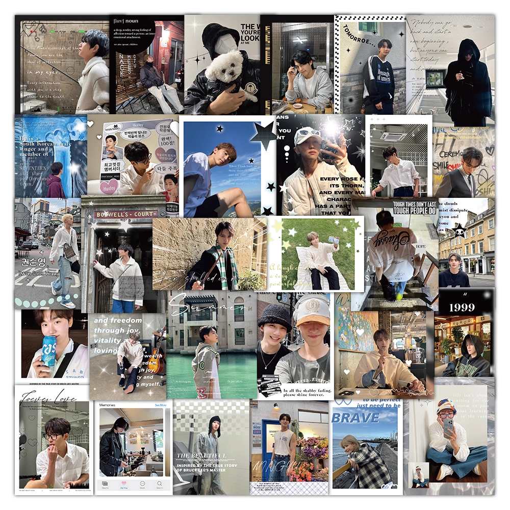 seventeen贴纸包ins风韩系帅气男明星周边装饰手账手机壳封口拼贴