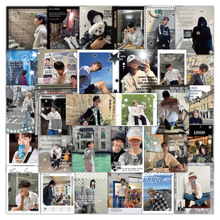 seventeen贴纸包ins风韩系帅气男明星周边装饰手账手机壳封口拼贴