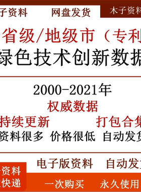 2000-2021年省级地级市专利绿色技术创新数据发明实用汇总excel