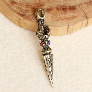 黄铜钥匙扣纯铜手工降磨金刚杵驱邪保平安汽车钥匙链挂件小吊坠男