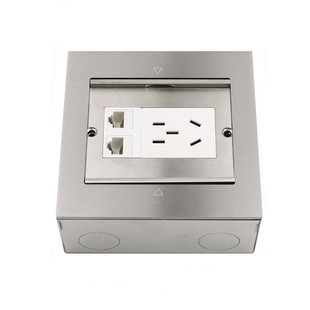 五孔加网路线地插座明装不锈钢底盒RJ45电脑宽带电话语音地面插座