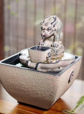 汉韵堂招财流水摆件客厅书房茶室流水器循环水中国风创意喷泉水景