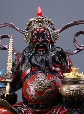 纯铜武财神赵公明神像供奉招财摆件骑虎赵元帅五路财神爷开业礼品