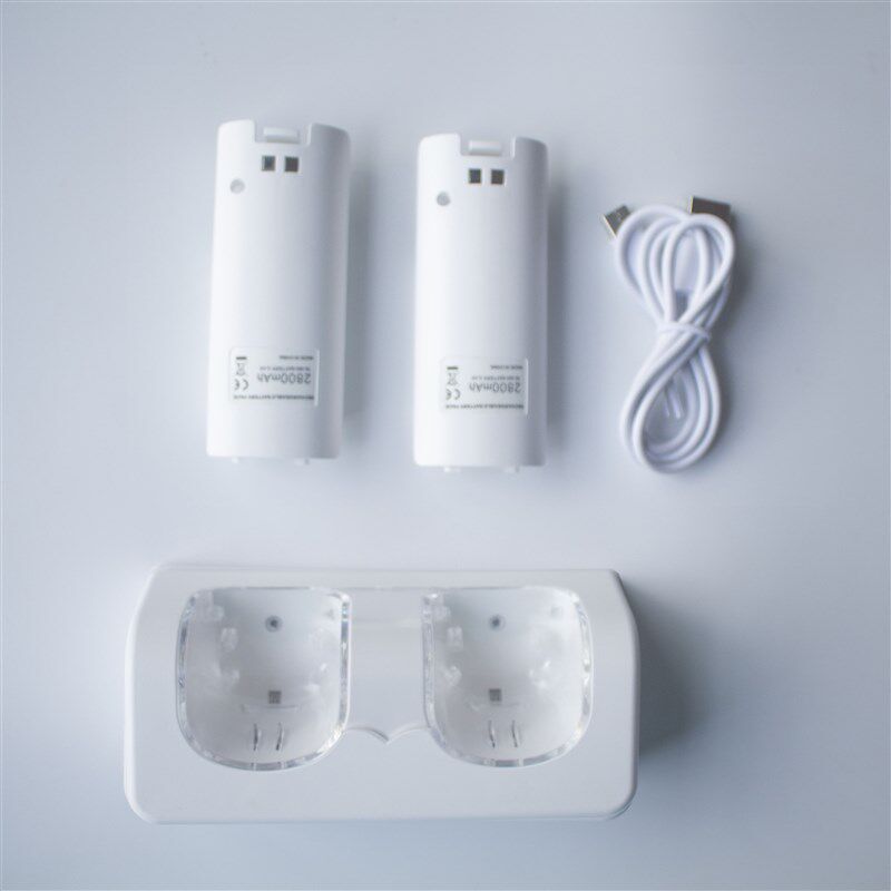 WII专用双充电电池组手柄座充 WII手柄配件送2块2800MAH 电池
