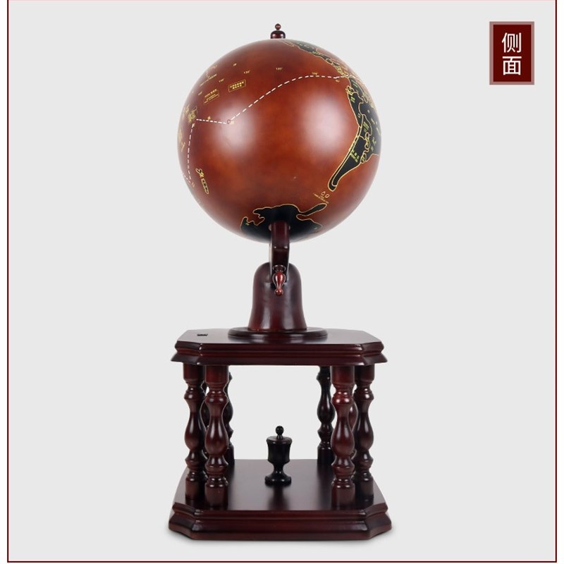 景裕泰 实木落地地球仪大摆件工艺品送学校毕业开业礼品纪念品