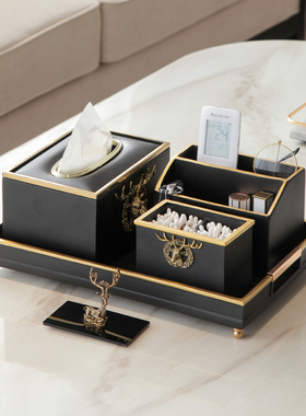 轻奢风钥匙收纳摆件北欧创意桌面客厅整理托盘茶几双层干果零食盒