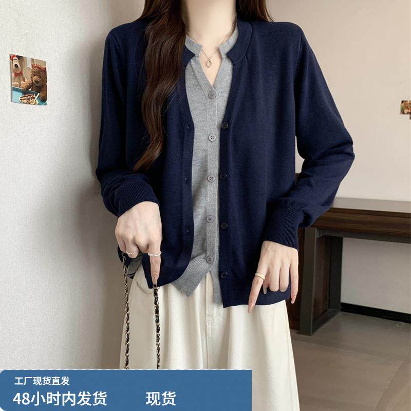 大码女装2025新款秋季韩系时髦假两件针织小衫简单大方高级感上衣