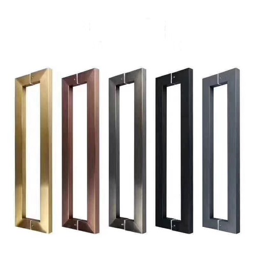 玻璃门拉手不锈钢方管门把手大门推拉门木门哑黑钛玫瑰金钛金拉丝