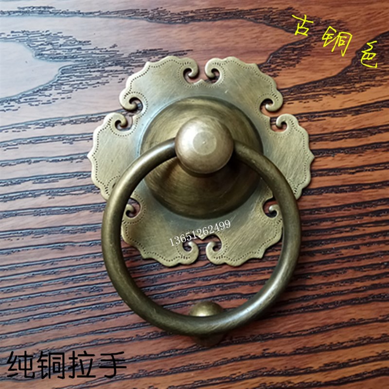 中式装修门钹把手拉环仿古铜制玻璃木门拉手里外内外双面对装门环