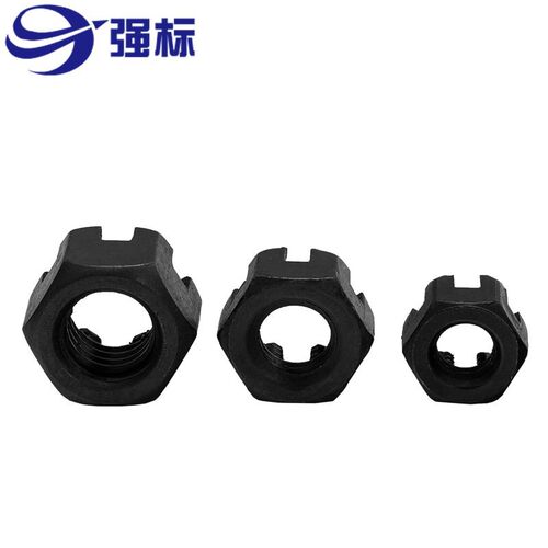 GB58粗牙/细牙开槽螺母 碳钢带槽螺帽六角开槽螺母M6-M48开花螺母
