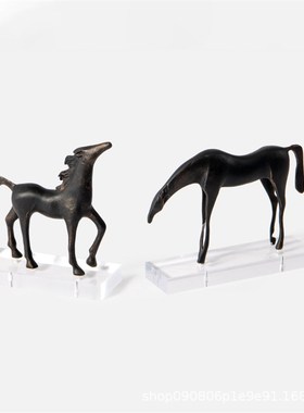 新中式抽象合金马样板间售楼部玄关书房软装家具客厅桌面装饰摆件