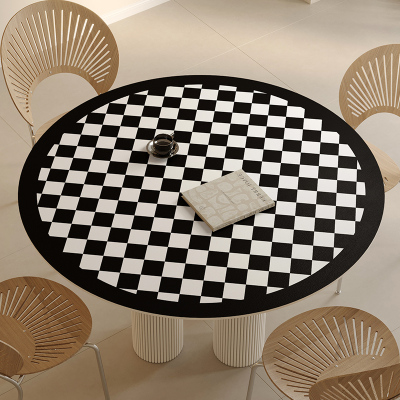 圆桌桌布高级感防水防油免洗家用木纹茶几垫大转盘皮革餐桌垫圆形