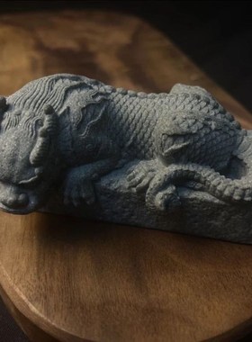 青砂石招财镇水兽国风家居客厅玄关镇宅桌面可养茶宠鱼缸沉底造景