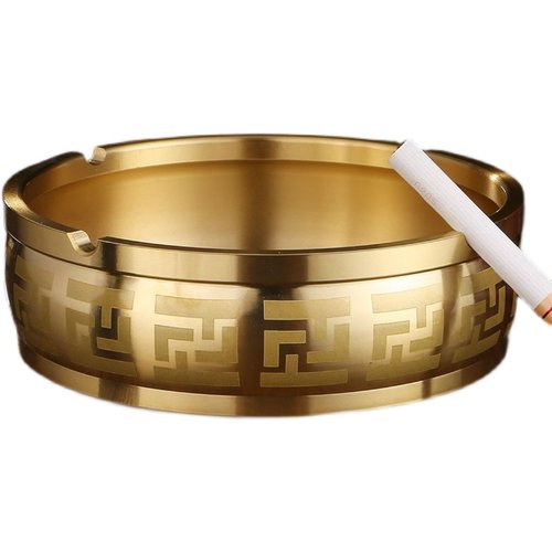 大号金属纯黄铜烟灰缸中式摆件客厅家用茶几茶桌办公室送父亲礼物