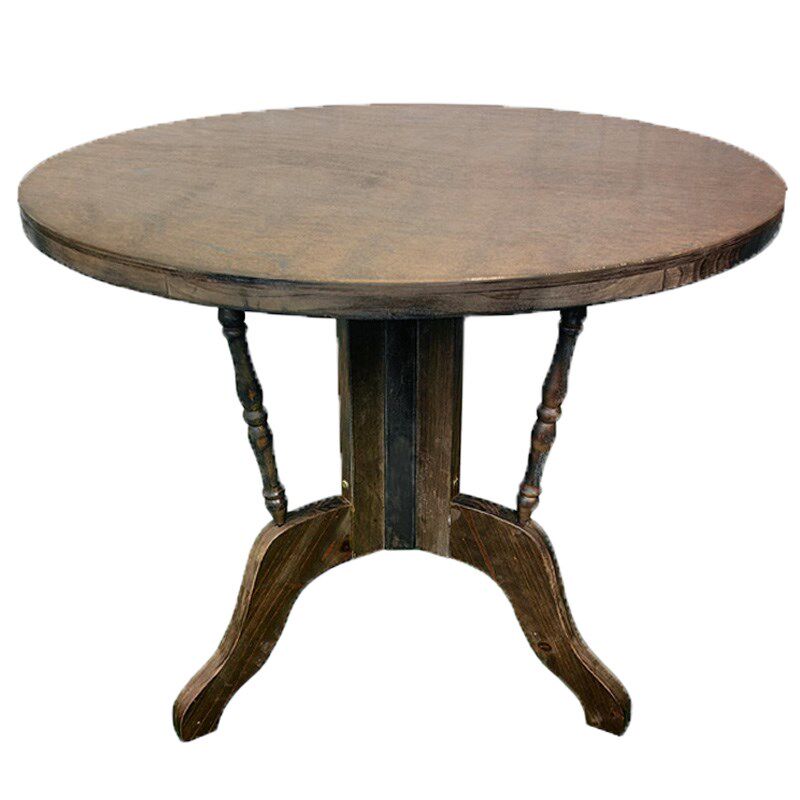 复古实木小圆桌饭桌西餐桌客厅阳台民宿奶茶咖啡店餐饮桌椅子组合