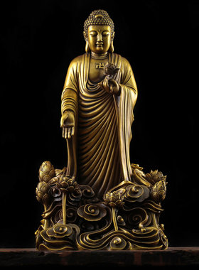 纯铜西方三圣佛像摆件释迦摩尼阿弥陀佛药师佛如来佛祖三宝佛大号