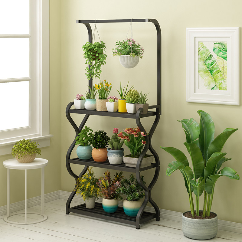 铁艺花架子多层室内阳台置物多肉绿萝悬挂盆栽架吊兰客厅落地欧式