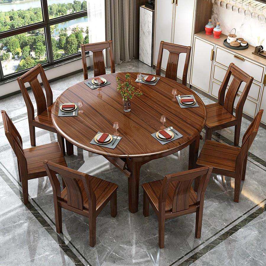 乌金木全实木餐桌椅组合新中式可伸缩折叠方圆两用家用小户型饭桌,农机/农具/农膜,植保机械,淘宝优惠券,粉丝福利购,淘宝优惠卷