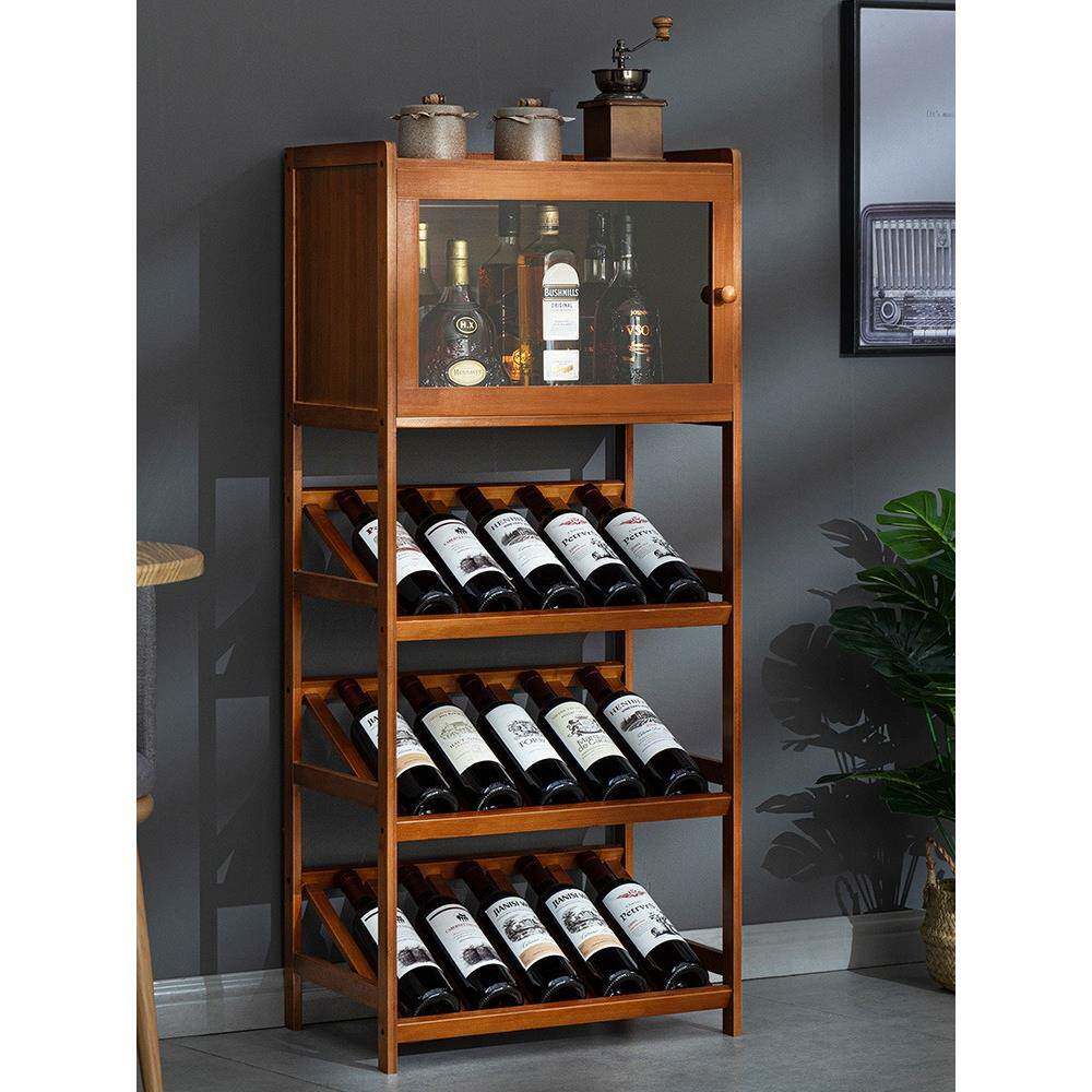 红酒架子置物架家用小酒柜酒格子吧台展示架放酒装饰简易实木靠墙