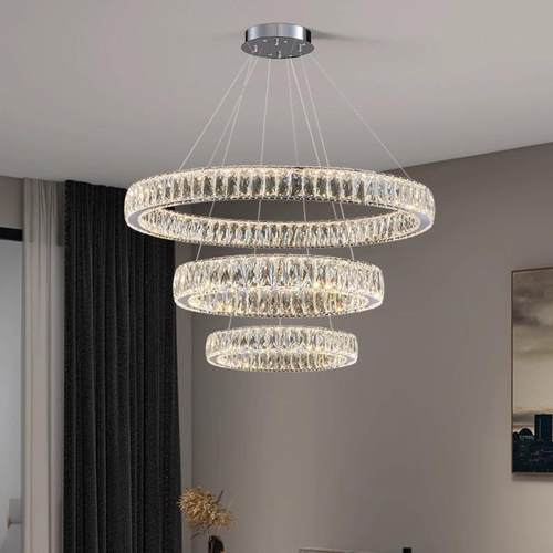 轻奢客厅灯吊灯现代简约大气水晶灯奢华高档主卧室餐厅灯圆形灯具