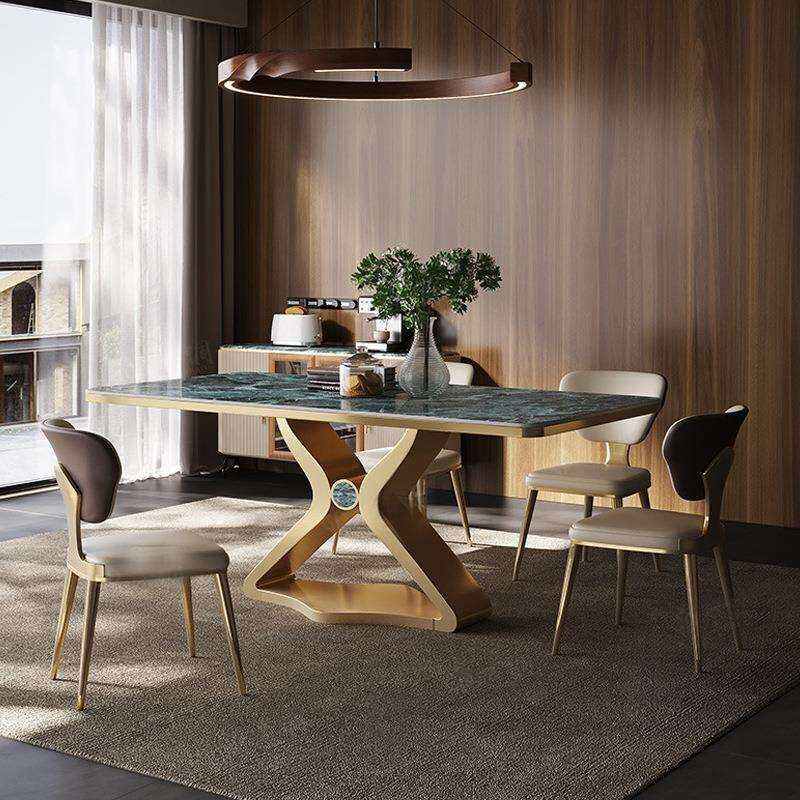 意式奢石岩板餐桌轻奢现代简约家用高端长方形微晶石大理石饭桌椅