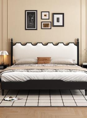 北欧黑色实木床现代简约1.5米1.8复古卧室经济型双人法式复古大床