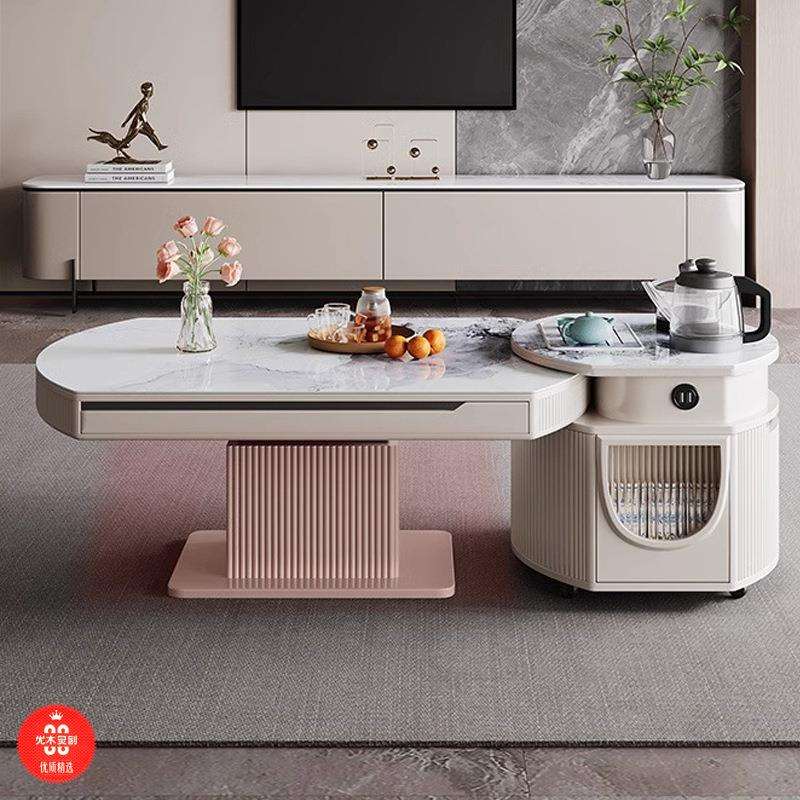 多功能实木餐桌带取暖升降茶几两用现代豪华伸缩折叠电磁炉一体桌